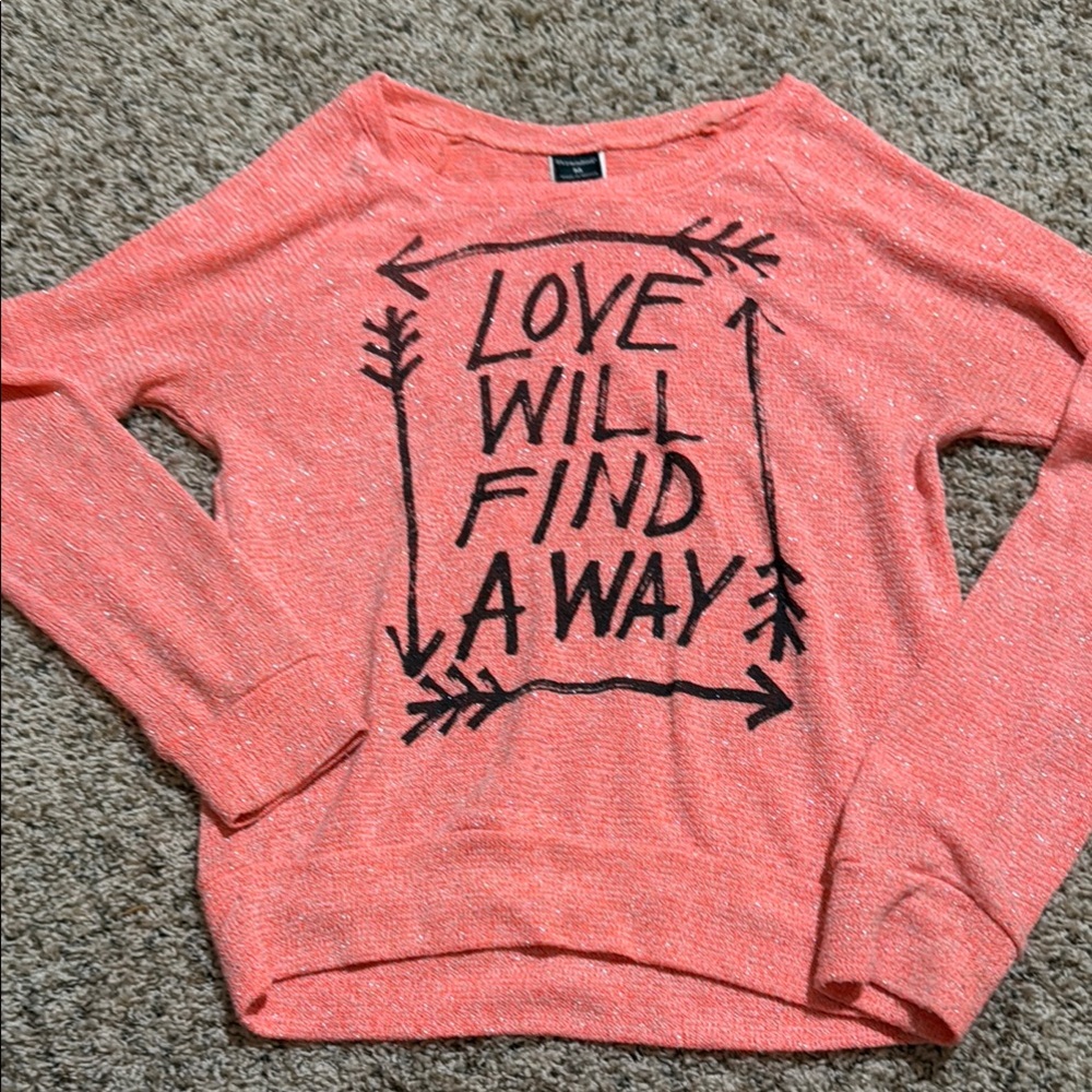 Stranded Coral Sweater with Motivational Print